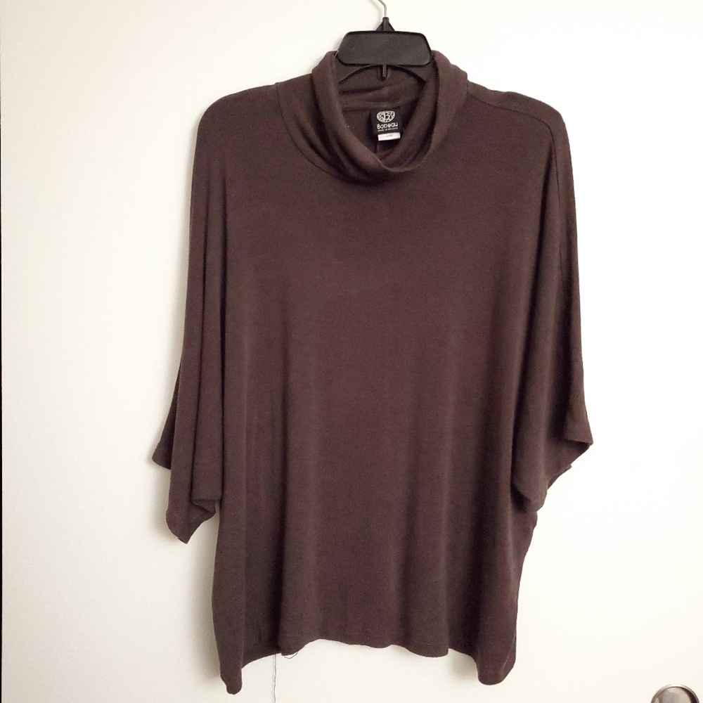 Bobeau Cowl Neck Poncho Sweater Top